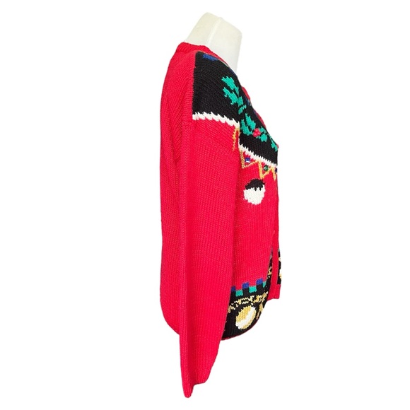 Vintage Red Christmas Cardigan Festive Holiday Patterns Women’s Medium - Picture 4 of 7